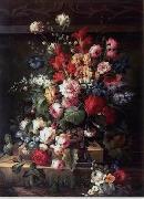 unknow artist, Floral, beautiful classical still life of flowers.065